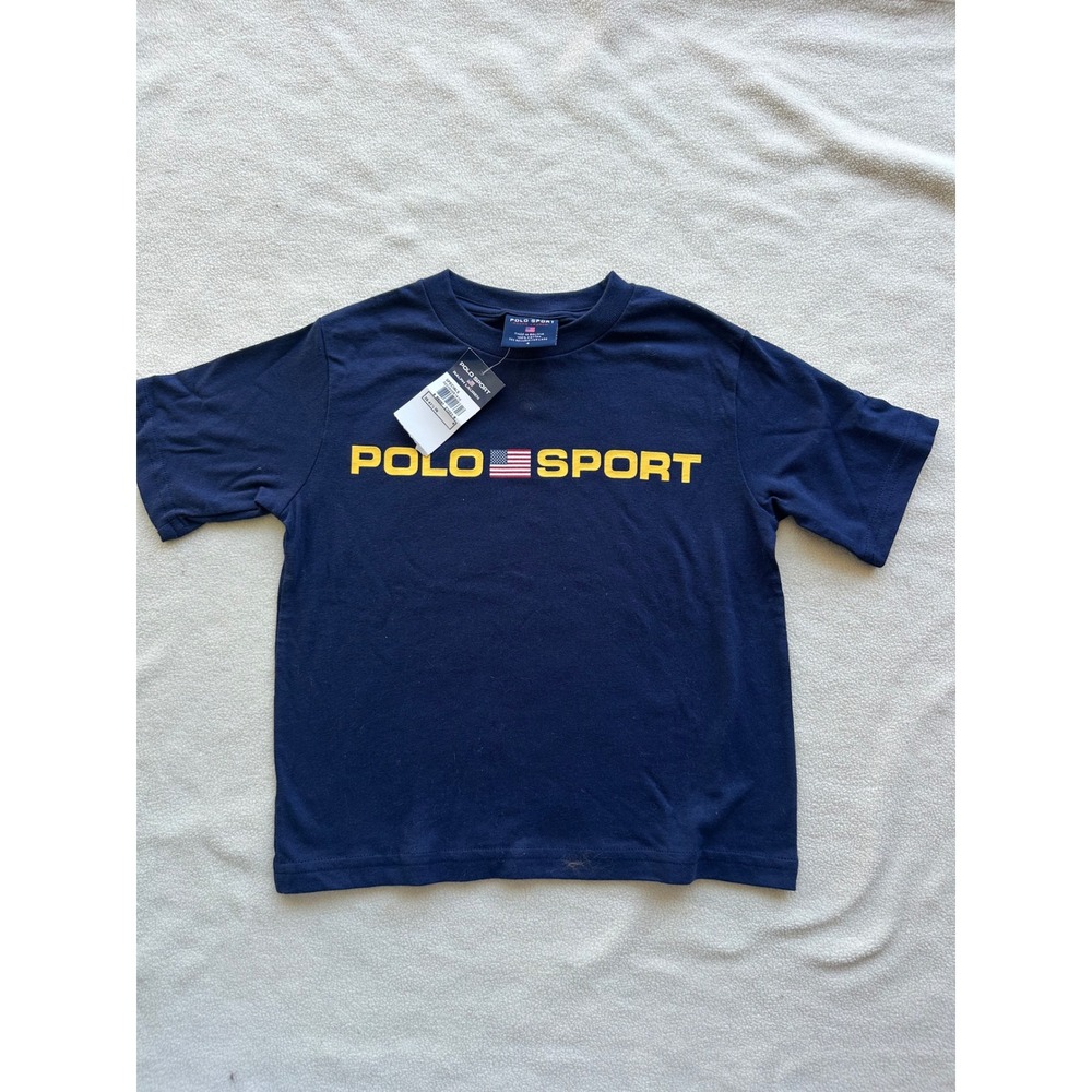 Polo Sport Ralph Lauren Boys Navy Blue Logo T-Shirt Size 4 NWT